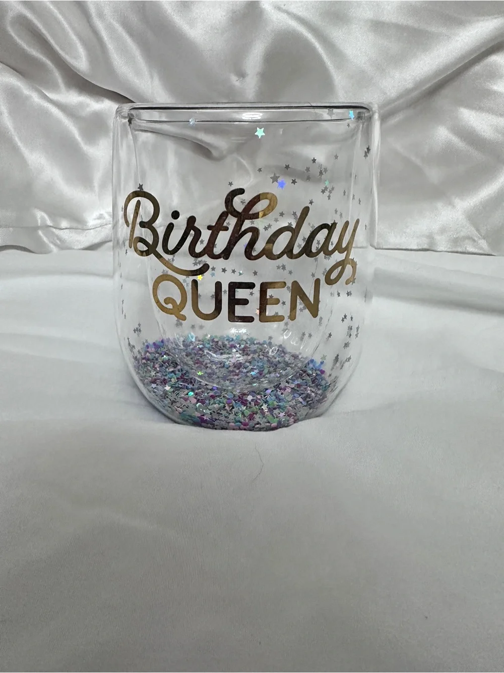 Double Wall Glass Tumbler - “Birthday Queen”
